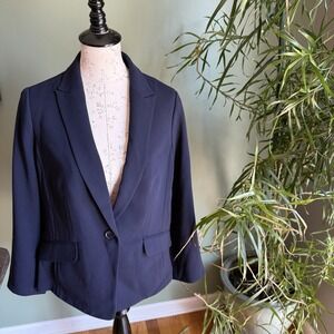 NEW Talbots Womens Single Button Twill Blazer INDIGO Blue Size 12 Petite